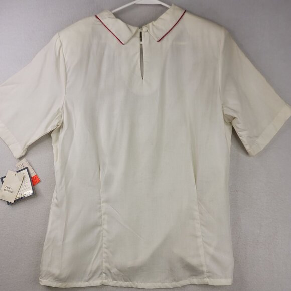 90s Vintage Susan Bristol Blouse Size 14 White w/Red Removable Bow Deadstock New - Picture 10 of 14